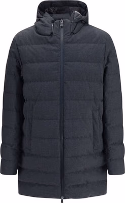 Gray Polyester Full-Length Jacket