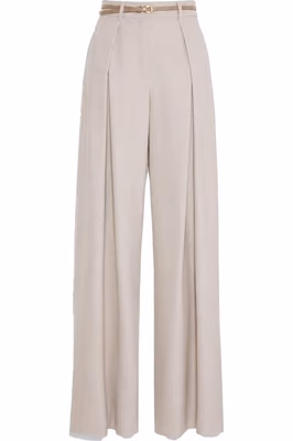 Beige Elastane Casual Pants