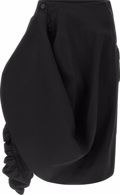 Black Wool Midi Skirt