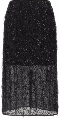 Black Polyester Midi Skirt