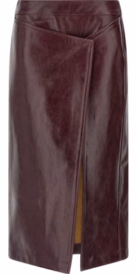 Bordeaux Cowhide Midi Skirt