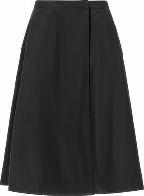Black Polyester Midi Skirt