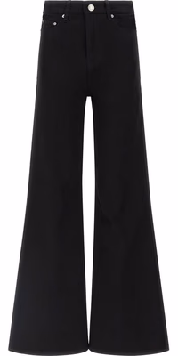 Black Cotton Flared Jeans