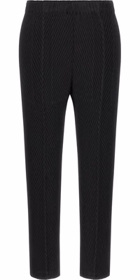 Black Polyester Cropped Pants