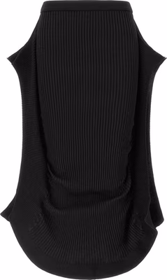 Black Polyester Midi Skirt