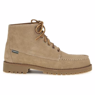 Beige Calf Leather Bos Taurus Lace-Up Boots