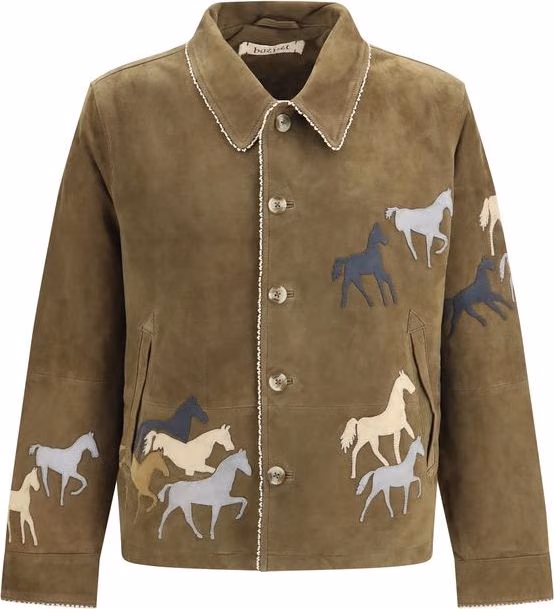 سترة طويلة من جلد السويد البني