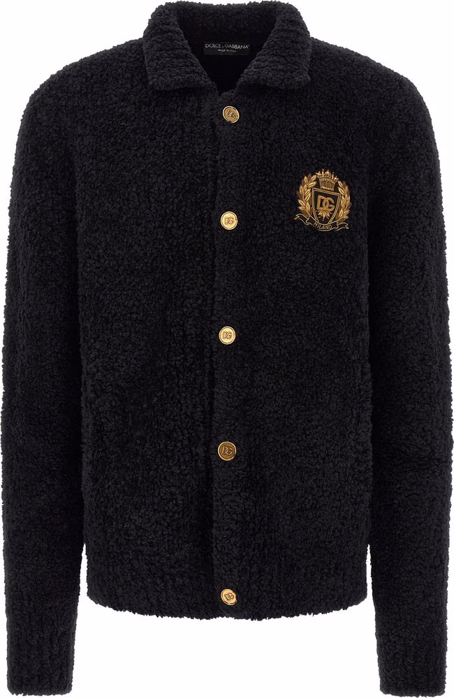 Black Alpaca Leather Cardigan