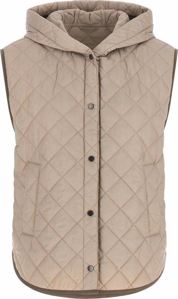 Beige Polyamide Sleeveless Jacket
