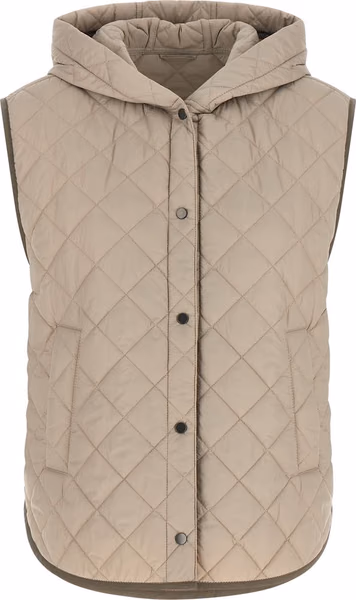 Beige Polyamide Sleeveless Jacket