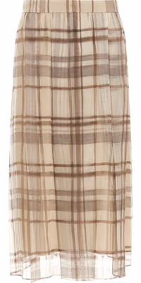 Beige Silk Midi Skirt