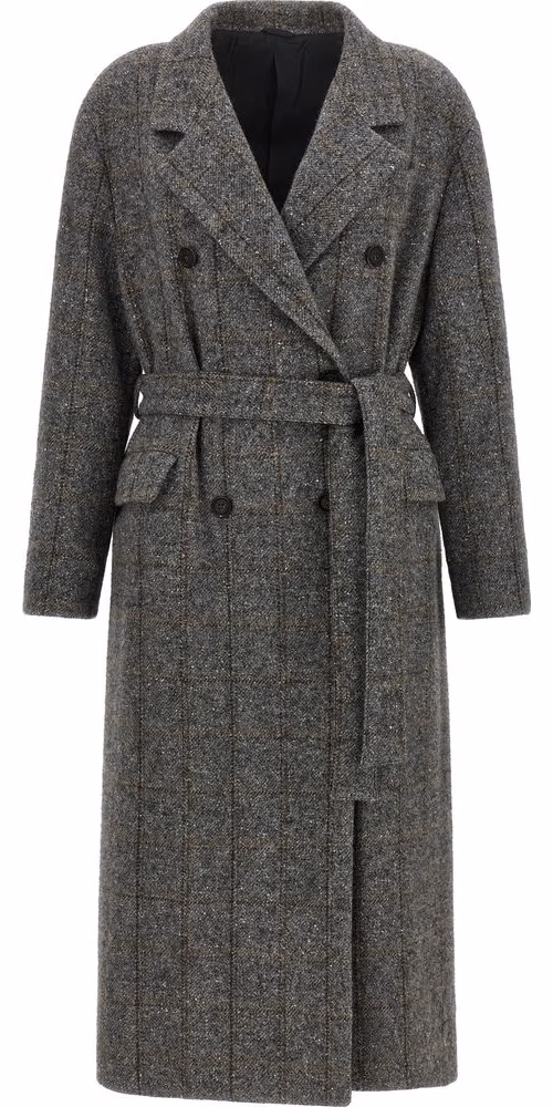 Gray Alpaca Leather Coat
