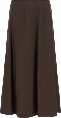 Brown Virgin Wool Midi Skirt