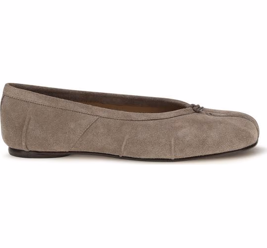 Gray Calf Leather Bos Taurus Ballet Flats