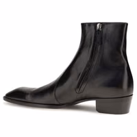 Black Calf Leather Bos Taurus Ankle Boots 3