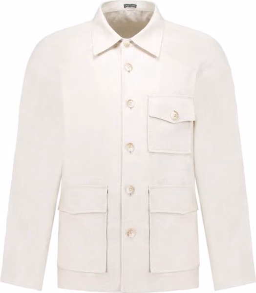 Beige Linen Full-Length Jacket