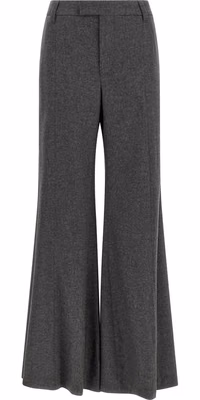 Gray Virgin Wool Flared Pants