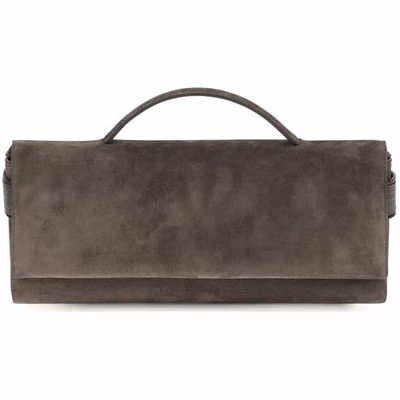 Brown Suede Leather Clutch Bag