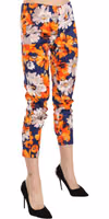 Blue Floral Print Skinny Slim Fit Trousers Pants 1