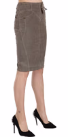 Gray Corduroy Pencil Straight A-Line Skirt 4