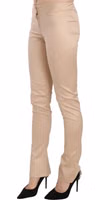 Cream Low Waist Skinny Formal Trousers Pants 2
