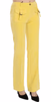 Yellow Corduroy Mid Waist Straight Trousers Pants 1