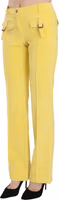 Yellow Corduroy Mid Waist Straight Trousers Pants 2