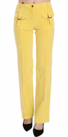 Yellow Corduroy Mid Waist Straight Trousers Pants 4