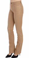 Brown Cotton Stretch Mid Waist Skinny Trousers Pants 2