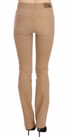 Brown Cotton Stretch Mid Waist Skinny Trousers Pants 3