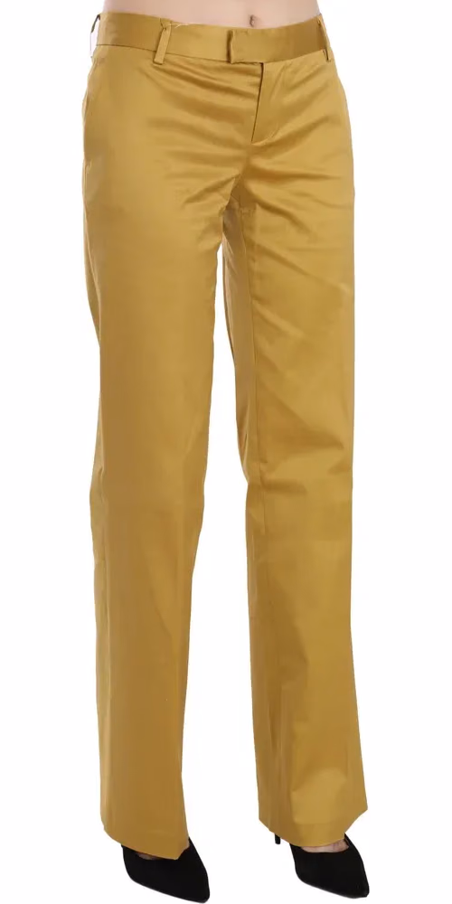 Mustard Yellow Straight Formal Trousers Pants