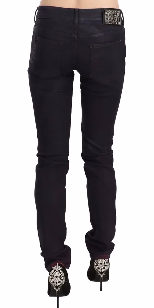 Black Cotton Low Waist Skinny Denim Pants