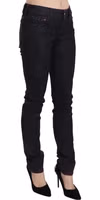 Black Cotton Low Waist Skinny Denim Pants 3