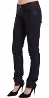Black Cotton Low Waist Skinny Denim Pants 4