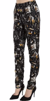 Black Jazz Club Print High Waist Tapered Pants 2