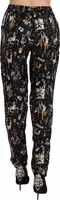 Black Jazz Club Print High Waist Tapered Pants 3