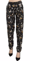 Black Jazz Club Print High Waist Tapered Pants 4