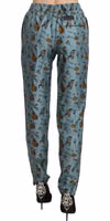 Blue Musical Instruments Print Tapered Pants 3