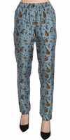 Blue Musical Instruments Print Tapered Pants 4