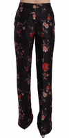 Floral Print Black Boot Cut Trouser Pants 2