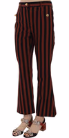 Black Amaranth Stripe Cropped Flared Pants 1