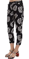 Black Palm Leaf Print Skinny Pants 2