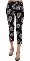Black Palm Leaf Print Skinny Pants 4
