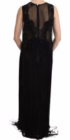 Black Silk Beaded Sequined Sheer Dress 2