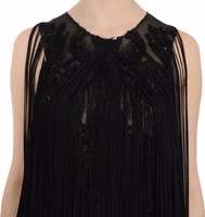 Black Silk Beaded Sequined Sheer Dress 3