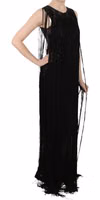 Black Silk Beaded Sequined Sheer Dress 5