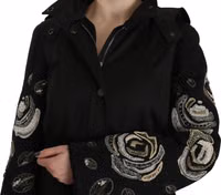 Floral Sequined Beaded Hooded Jacket Coat 2