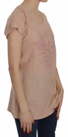 Pink Cream Lace Short Sleeve Shirt Top Cotton Blouse 4