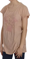 Pink Cream Lace Short Sleeve Shirt Top Cotton Blouse 5