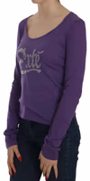 Purple Crystal Embellished Long Sleeve Casual Top 2